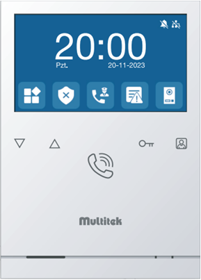 Dokunmatik butonlu Multitek Linux daire monitörü beyaz